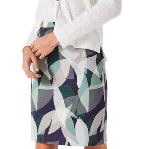 Jigsaw Multi Color Woven Leaves Knee Length Business Casual Pencil Skirt Size 6